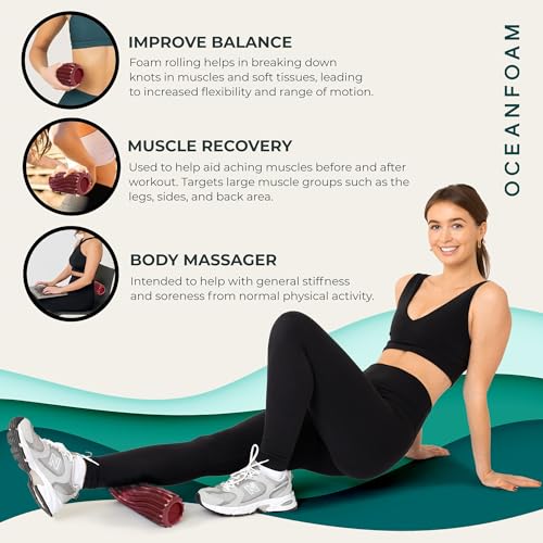 Oceanfoam Ripple Small Foam Roller (Maroon, Blush & Hot Pink Marbled) - color: Maroon, Blush & Hot Pink Marbled