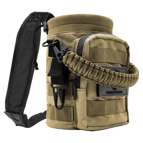 NATURE PIONEOR 32 64 128oz Tactical Water Bottle Pouch, MOLLE Bottle Holder - color: Khaki, size: 64OZ