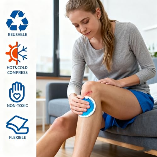 Soft Ice Pack/Small Ice Packs for Injuries Reusable, Small Round Gel Hot & Cold Compress (12 Pack) for Pain Relief, Toothache, Surgery Recovery - Soothing Gel with Sleeve - Blue - size: 12 Count (Pack of 1)