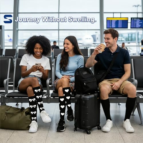 Sooverki Compression Socks for Women and Men Circulation (3/4 Pairs) is Best Support for Running Athletic Cycling Hiking - color: 00 Black, size: Small-Medium