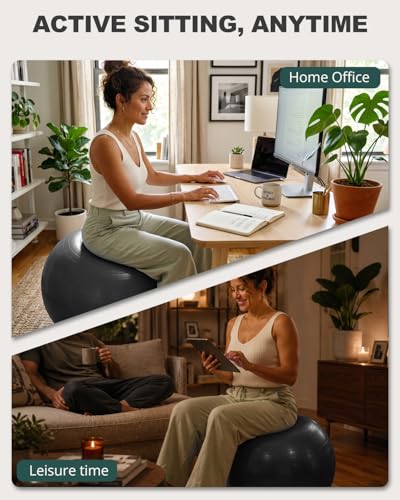 Trideer Yoga Ball for Exercise, Pregnancy, Exercise Ball, Pump Included - color: Black, size: XXL (31-33ines / 78-85cm)