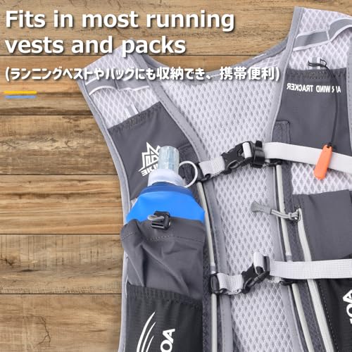 Azarxis TPU Soft Flask Collapsible Water Bottle Running Folding Gel Water Reservoir Handheld for Hydration Pack Hiking Cycling Climbing Jogging Marathon Trail Race - color: #01 Blue - 250ml -1-pack