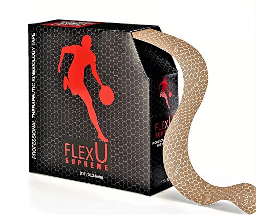 FlexU Kinesiology Tape - Beige/Skin Tone, Bulk Pack (140 Pre-Cut Strips, 35m) - Discreet Athletic Support Tape for Everyday Wear & Physical Therapy - Hypoallergenic, Latex-Free, Waterproof - color: Beige Pre-cut