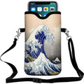 Cell Phone Sleeves Bag Case Crossbody Neoprene Holder Lanyard Phone Pouch for Women Men 7.5 X 4.5 Inches - Sea Waves - color: Sea Waves