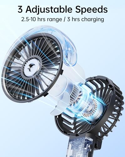 SWEETFULL Portable Misting Fan - 180° Foldable Handheld Personal Fan with Mist Spray, 3 Speeds, 30ml Water Tank, USB Rechargeable for Travel, Outdoors, Makeup, Camping, Home, and Office Use - color: Black