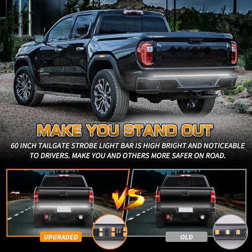 XRIDONSEN 60 inch Tailgate Lights Strip White Strobe Lights - color: White