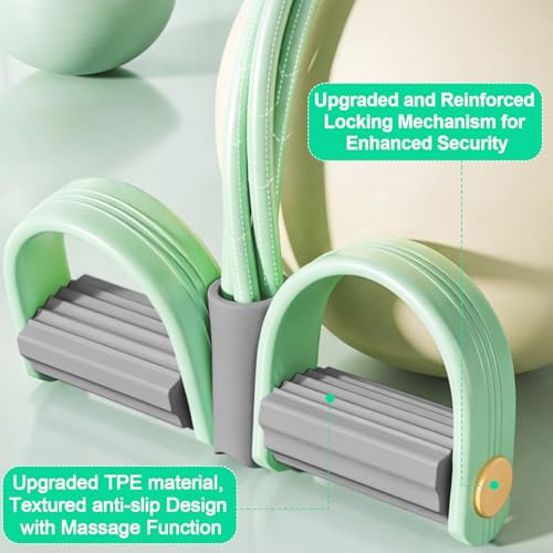 Multifunction Tension Rope, 6-Tube Elastic Yoga Pedal Puller Resistance Band, Natural Latex Tension Rope Fitness Equipment, for Abdomen/Waist/Arm/Leg Stretching Slimming Training - color: Gray Green