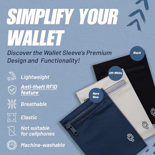 Wallet Sleeve, Wallet Wristband - Anti-Pickpocket -RFID Anti-theft - Lightweight -Perfect for Travel, Running, Hiking,3 Pack - size: Large