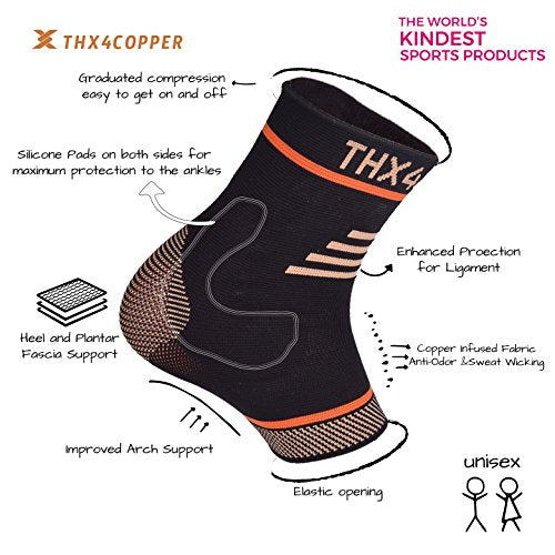 THX4COPPER Infused Compression Ankle Brace - size: X-Large