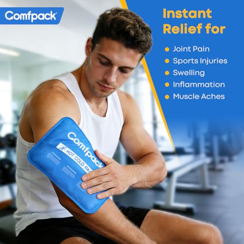 Comfpack Soft Gel Ice Packs for Injuries Reusable, Flexible Double Sided Cold Packs for Muscle Pain Relief & Strains, Ice Pack for Shoulder, Knee, Ankle, Back, Face, Leg, Arm(1 PK) - size: 9.7×7.8 Inch