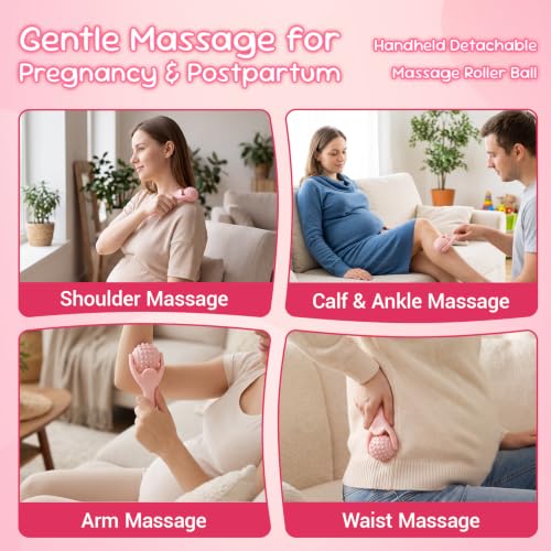 SIMPOR 3-in-1 Labor Comb Set with Handheld Massage Roller & Acupressure Ball, Wooden Birth Comb, Natural Labor and Delivery Essentials for Back Tension, Pregnancy & New Mom Gifts