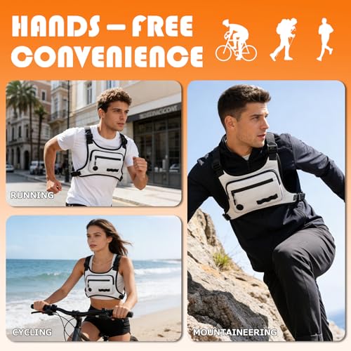 KINGSLONG Running Vest, Chest Bag for Men, Chest Pack, Hiking (F-White) - color: F-White