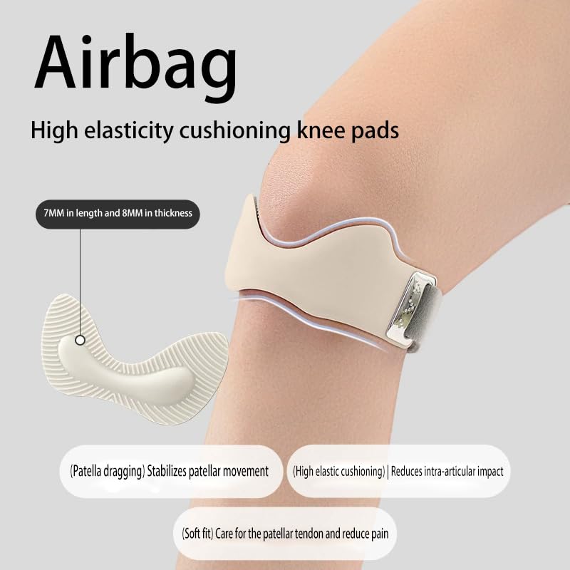 Airbag patellar tendon support Strap, Adjustable breathable anti slip Knee Brace for Tendonitis Pain knee Relief Exercise, run, hike,play ball, high jump, climb,ride 2 Packs (Black-2pc) - color: Black-2pc