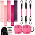 Ankle Resistance Bands with Cuffs, Glute Kickback Strap Set with 3 Ankle Straps & 5 Loop Bands for Women, Exercise Equipment for Legs and Butt Workout, Booty Builder for Hip, Home Gym Fitness