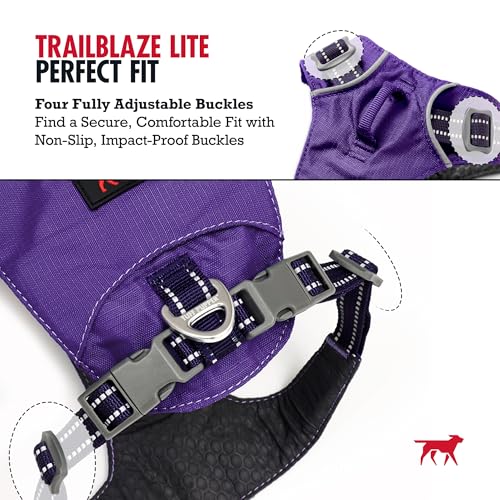 Tuff Pupper All-Day Wear Dog Harness | for Walking, Trail Running, Hiking | Front & Back Leash Clips | Reflective Trim | Easy On/Off Buckles | Lightweight Breathable | No Pull Design (Small, Purple) - color: Deep Purple, size: Small