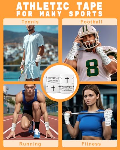 Yigney 4 Pack Cross Tape Christian Athletic Tapes Religious Sport Tape - color: Philippians 4:13 & Cross, size: 1.5 inches