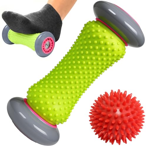 ROMIX Foot Massage Roller and Spiky Ball Set, Plantar Fasciitis Relief