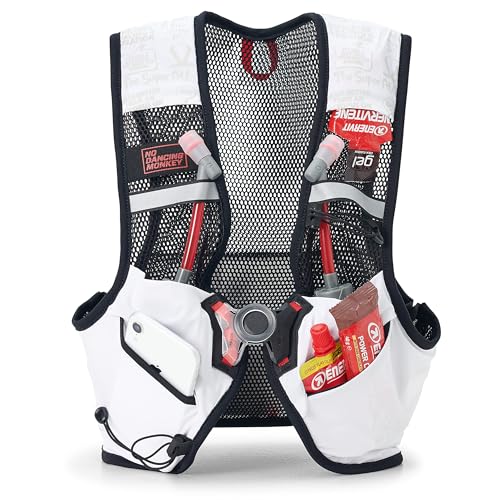 USWE Pace - Running Vest Hydration Pack with 2 x 500ml UltraFlask, Backpack for Men and Women - style: 2L, White, Small