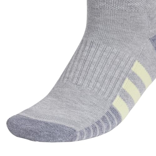 adidas Women's Cushioned Socks 3 Pairs - color: Cool Light Heather/Powder Yellow/Violet Tone Purple/3.0/Quarter, size: Medium, style: Quarter