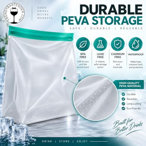 Reusable PEVA Ice Storage Bag, Leakproof Zip Seal, Large Clear Ice Cubes - size: 1 Pack