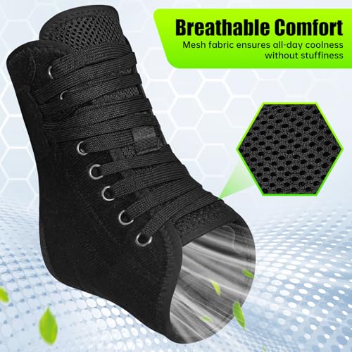 Quick Lace Up Ankle Brace with Stabilizing Pads for Men & Women(L) - size: Large
