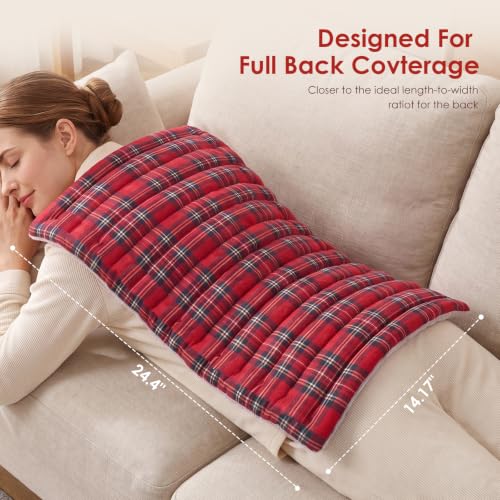 Extra Large Microwave Heating Pad for Back, 24.4 X 14.17 Tartan Red - color: Heat Pad07 -Tartan Red
