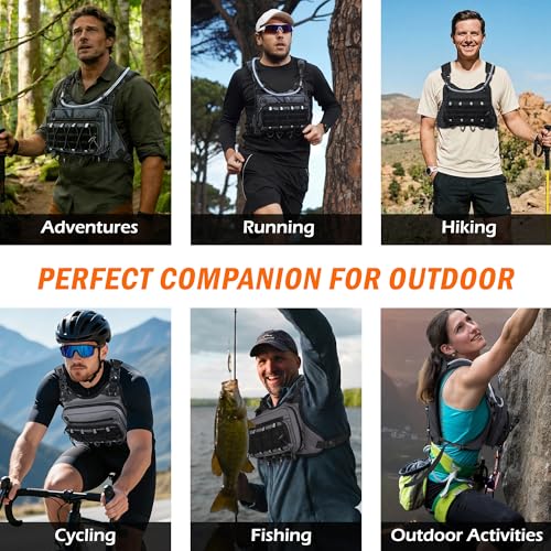 BECOJADDE Running Vest for Men with 2L Water Bladder Tactical Hydration Backpack Adjustable Lightweight Chest Pack for Marathon Hunting Cycling - color: Gray