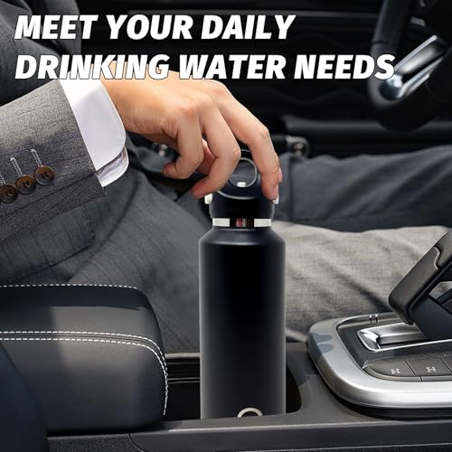 20 oz Insulated Water Bottle: Twist-free Vacuum Stainless Steel thermal flask with Leakproof Lid - Sweat-Proof & 36Hr Ice Retention - Anti-Scratch Coating Fit for Travel Gym Hiking - color: Black