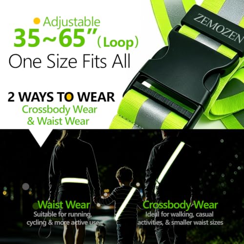 Reflective Sash for Night Walking, 360° High Visibility Running Safety Gear