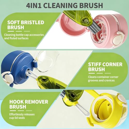 3 in 1 Cup Lid Gap Cleaning Brush Set, 2PCS Multifunctional Bottle Cleaning Brush for Bottle Gaps Bottle Cleaner Home Kitchen Cleaning Tools, 3 Colors