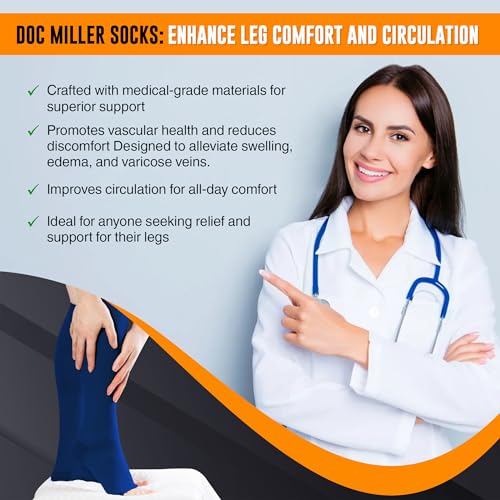 Doc Miller Open Toe Compression Socks 30-40 mmHg for Women & Men, 1 Pair - color: Dark Blue, size: X-Large tall