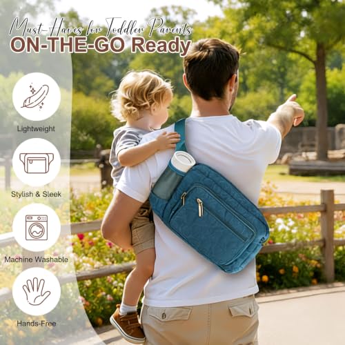 Rexmore Quilted Puffer Diaper Fanny Pack, Crossbody Mom Purse, Dark Green - color: Dark Green