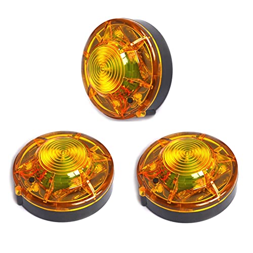 3 Pack LED Road Flares Roadside Flashing Emergency Lights Beacon with Magnetic Base for Vehicle and Outdoor Sports.(Yellow) - color: Yellow