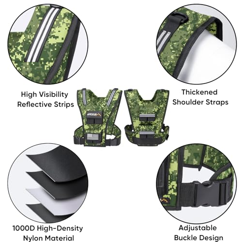 APEXUP Weighted Vest Men, Adjustable Weight Vest for Running - color: Green Digi Camo, size: With Weights-20lbs