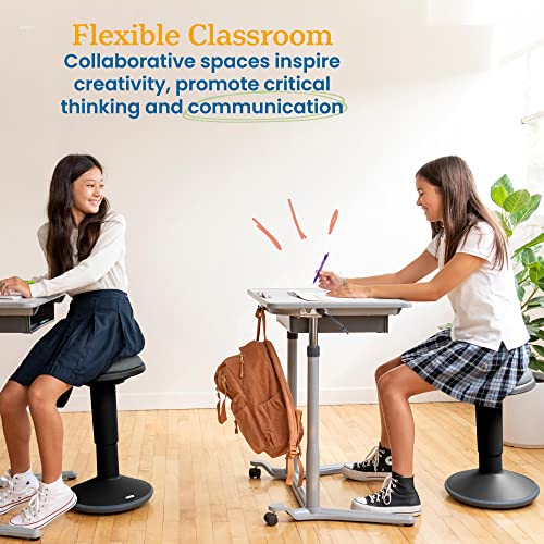ECR4Kids Sitwell Wobble Stool with Cushion, Adjustable Height, Active Seating, Black - color: Black