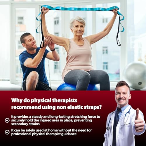 Acozycoo Stretching Strap with Loops for Physical Therapy,Knee,Leg Lifter - color: Blue, size: Length: 86 Inch, Width: 1.5 Inch