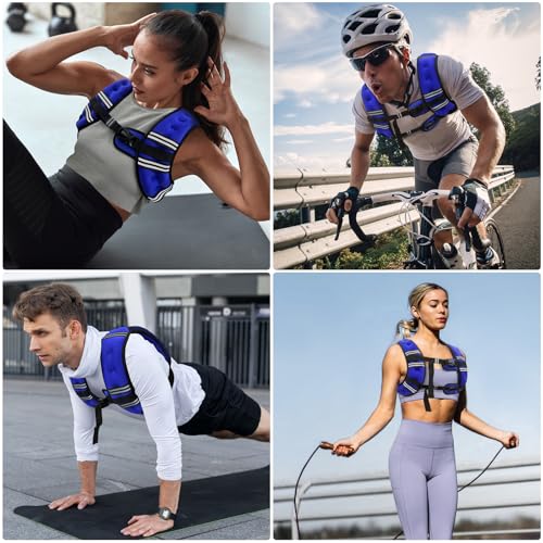 Zeerun Weighted Vest, 6/8/10/12/15/18/20/24/30LB for Men Women - color: Blue, size: 10 Lb