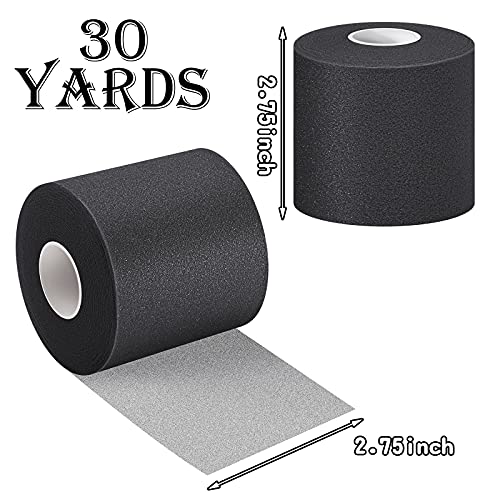 3 Rolls Pre Wrap Tape 2.75 Inch x 90 Yards Athletic Foam Underwrap Sports Pre Headbands for Hair Ankle Wrists Knees Sports(Black) - color: Black