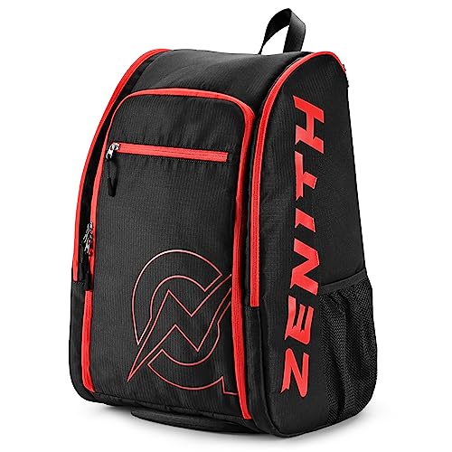 A11N SPORTS Tournament Pickleball Bag Backpack for Men & Women, Holds 4 Paddles, Shoe Compartment, Fence Hook - color: Black/Red