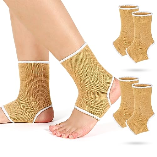 Haysandy 4 Pcs Kids Ankle Brace Support, Beige, 5-10 Years - color: Beige, size: 5-10 Years