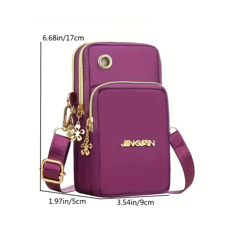 Crossbody Phone Bag Universal Armbands Phone Holder Pouch Case With Earphone Hole, Shoulder Handbag With Adjustable Strap - color: Purple