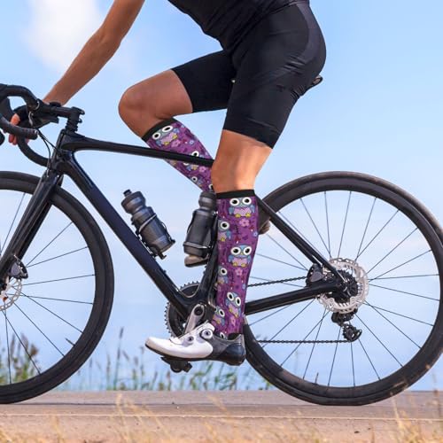 Compression Socks, Unisex 15-20 mmHg Knee High Support Socks - color: Owl