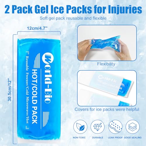 Reusable Hot Cold Gel Ice Pack for Pain Relief (12"x4.7", 2 Pack) - color: Blue - 12" X 4.7" - 2 Ice Packs