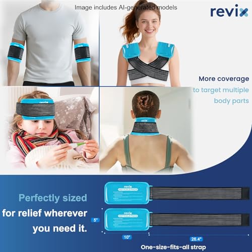 REVIX Ice Packs for Injuries Reusable, 2 Pack Hot & Cold Gel Ice Packs - color: Blue, size: Medium 10 x 5 Inch