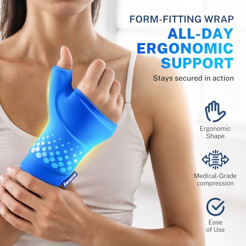 Thumb & Wrist Ice Pack Wrap, Long-Lasting Cold Compression for Pain Relief - size: S/M, style: Blue