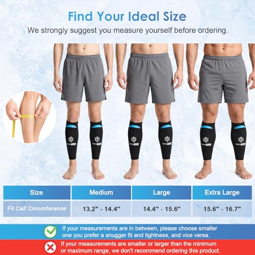 ComfiTECH Dual-Gel Shin Splint Ice Pack Wrap with 30-Min Cooling, L, 2P - size: Large