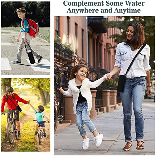 AMARY 750ML Neoprene Water Bottle Carrier Bag with Adjustable Shoulder Strap,Insulated Water Bottle Cover for Stainless Steel/Glass/Plastic Bottles 24OZ (Black) - color: Black