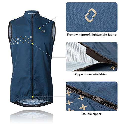 CATENA Men's Windbreaker Vest Windproof Sleeveless Jacket Visibility Safety Gilet Super-Light Coat Active - color: Navy-blue, size: Medium
