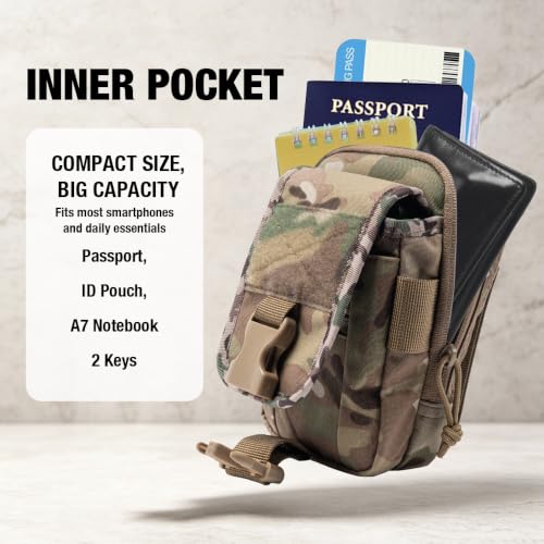 TSPRO MOLLE Phone Pouch, Tactical Phone Holder for Belt, EDC Gear Organizer - color: Multicam