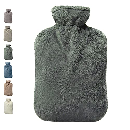 BICAREE Hot Water Bottle with Cover, 2L PVC Hot Water Bag for Neck, Shoulder Pain and Hand Feet Warmer, Menstrual Cramps, Hot Compress and Cold Therapy(Green) - style: Green